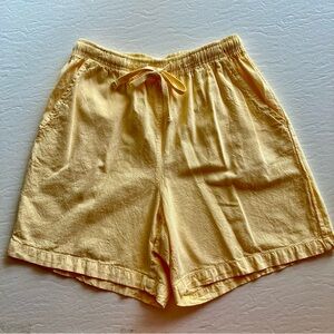 Yellow Cotton Gauze Walking Shorts - Petite Small